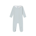 Blue Metallic Embroidered Footie - Boys