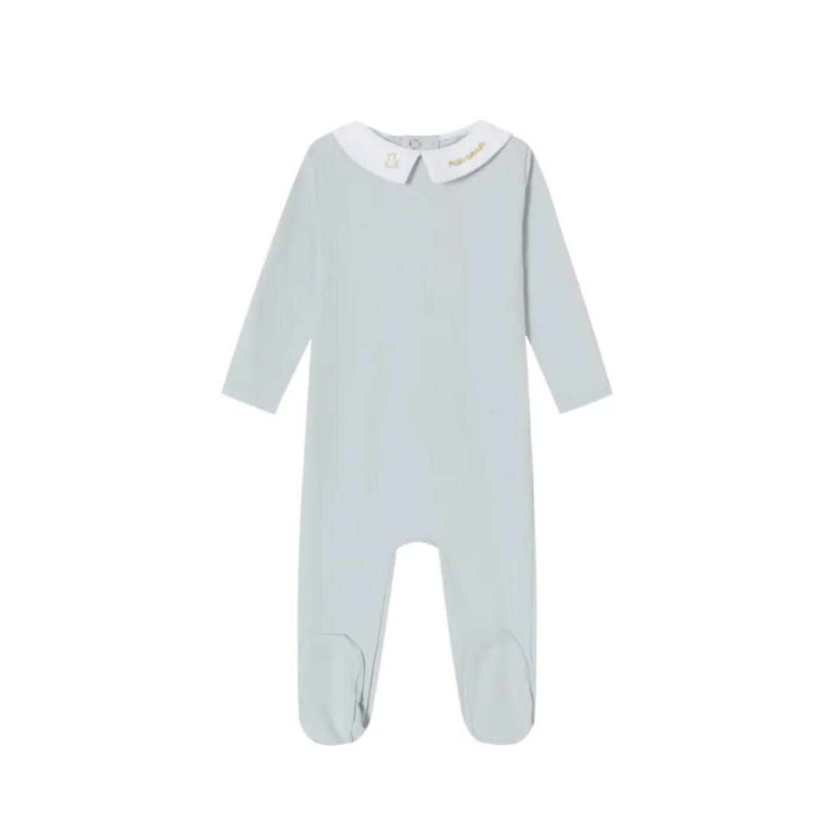 Blue Metallic Embroidered Footie - Boys