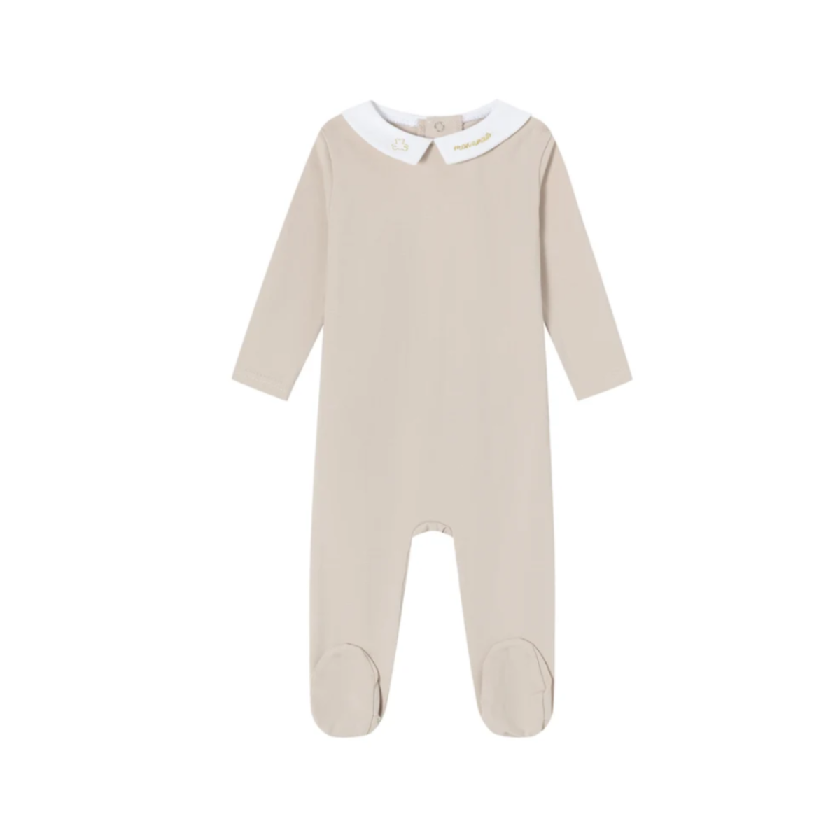 Taupe Metallic Embroidered Footie - Boys