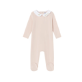 Pink Metallic Embroidered Footie - Girls