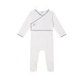 White Classic Velour Footie - Boys