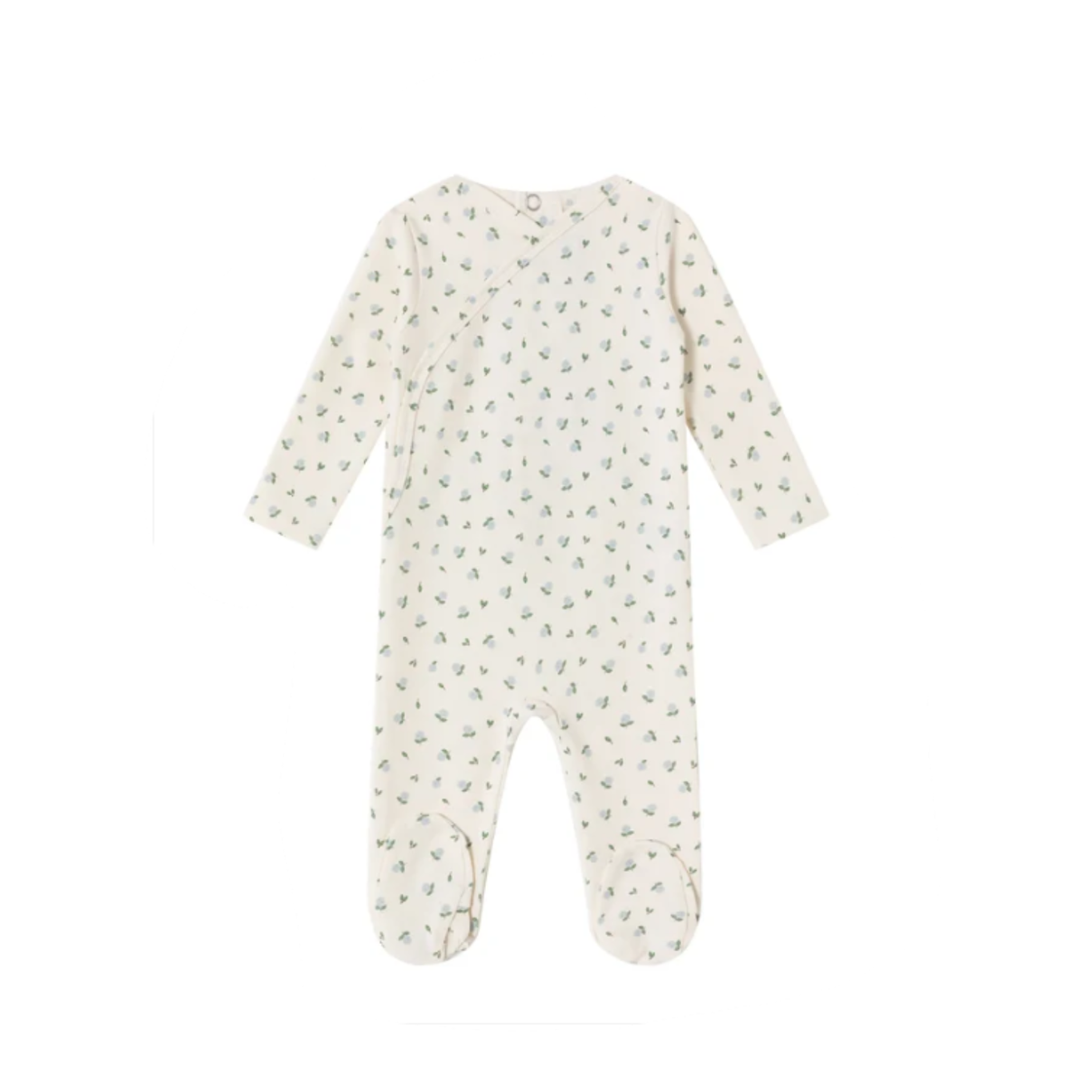 Cream Hydrangea Printed Kimono Footie - Boys
