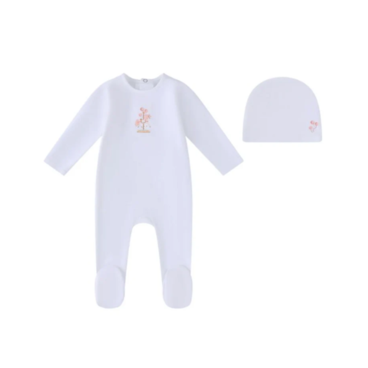 White Water Print Carasoul Footie And Hat - Girls