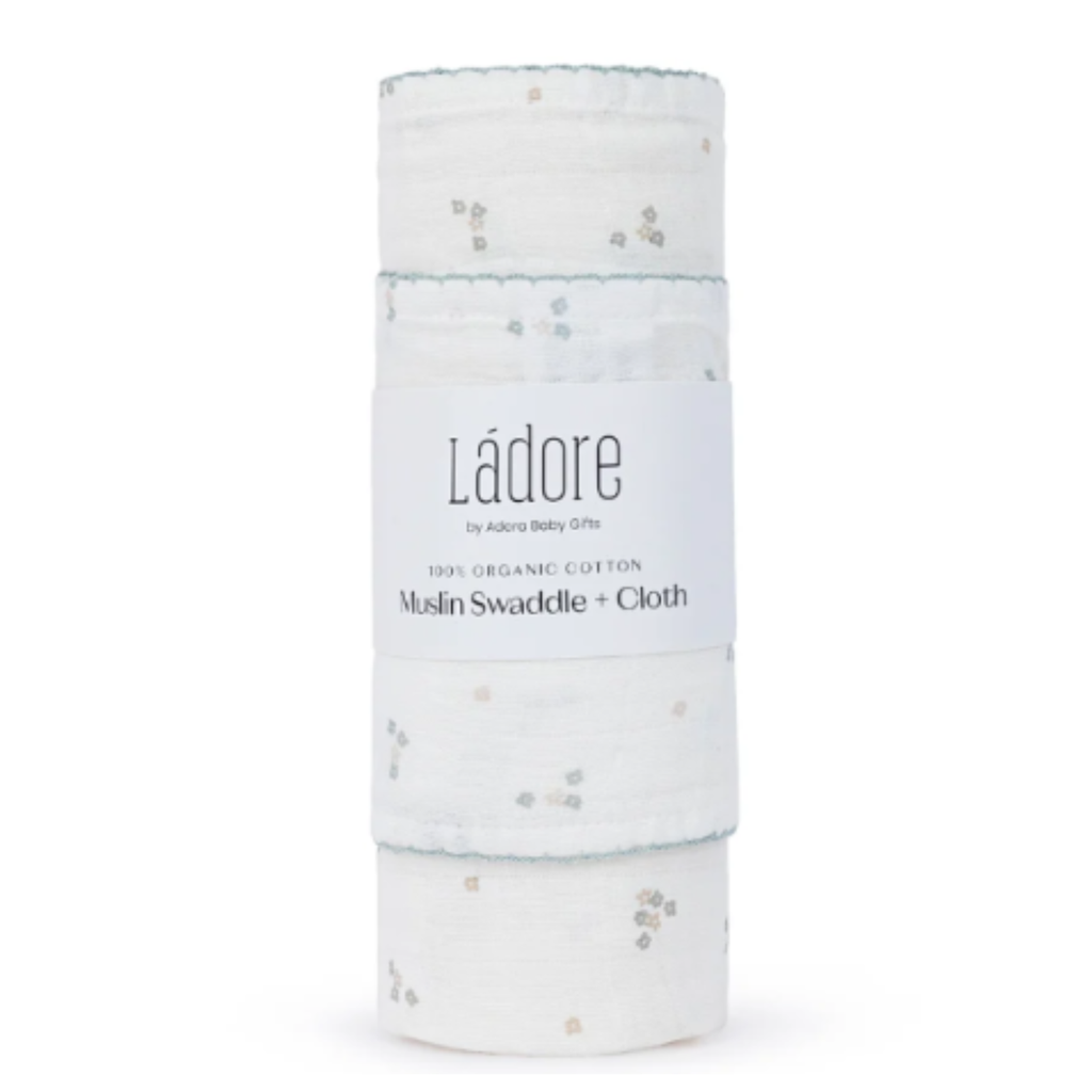 Mini Floral Sage Swaddle + Cloth