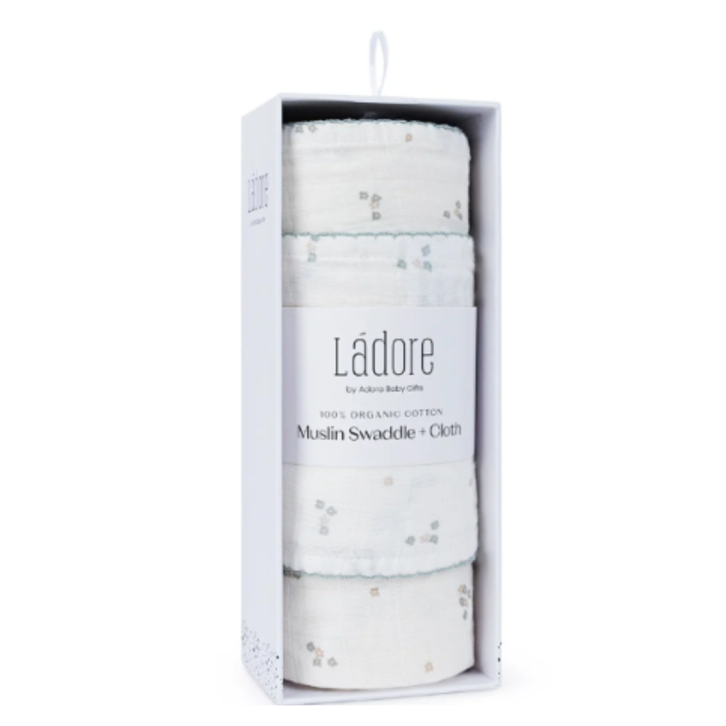 Mini Floral Sage Swaddle + Cloth