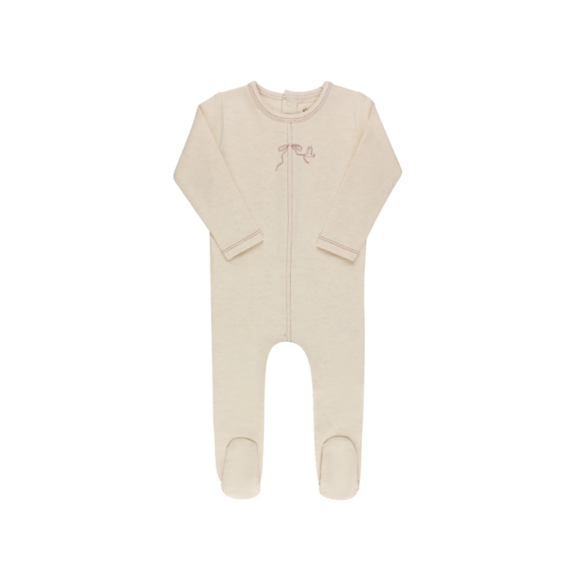 Bird Seam Collection Cream Burgundy Footie - Girls