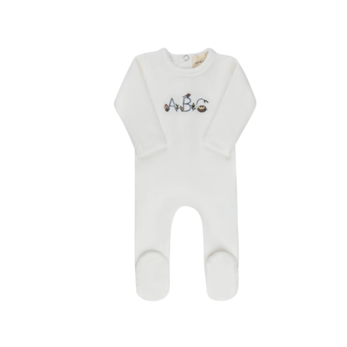 Embroidered ABC Collection Ivory Footie - Boys