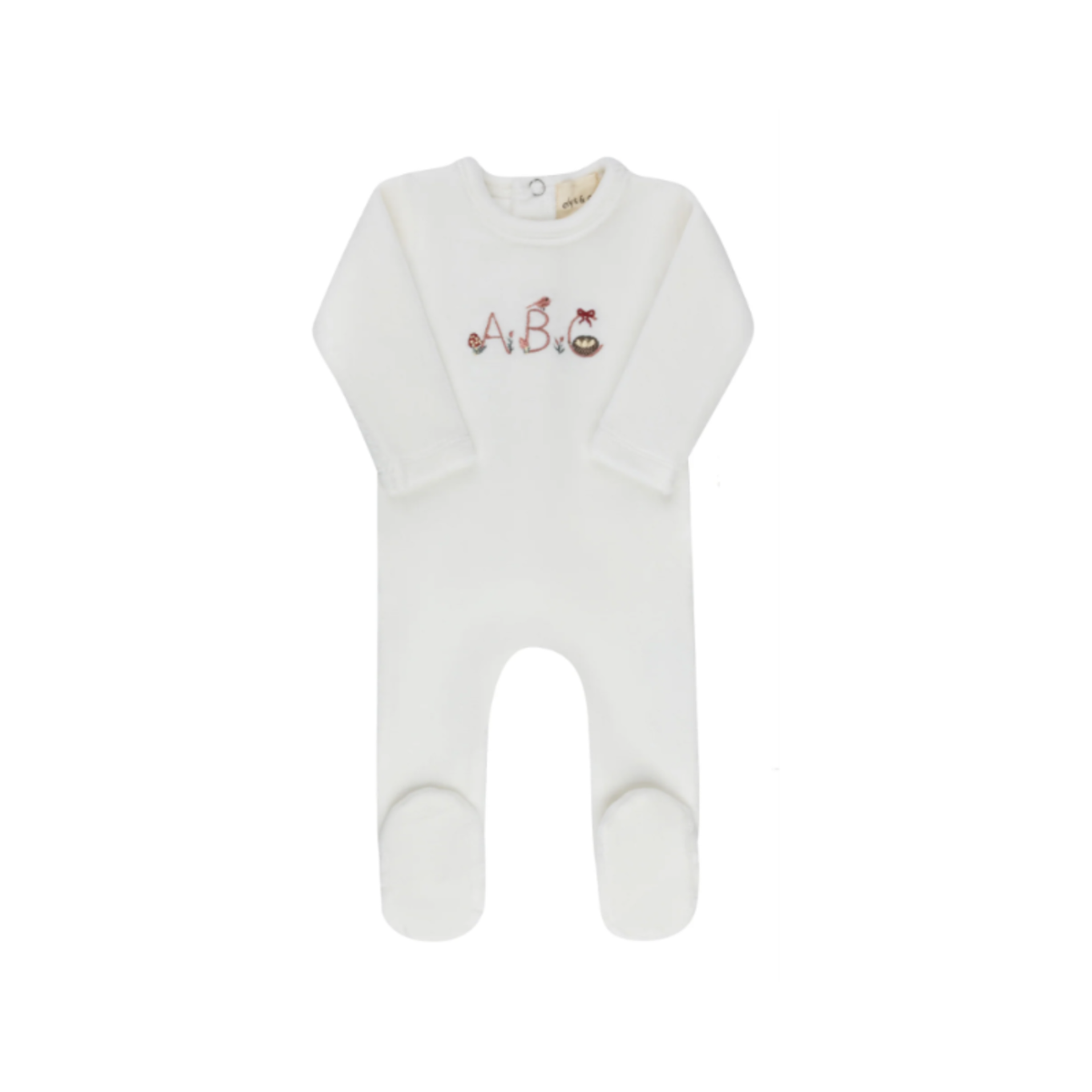 Embroidered ABC Collection - Ivory Girl - Footie
