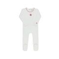Embroidered Clover Collection Ivory Pink Footie - Girls