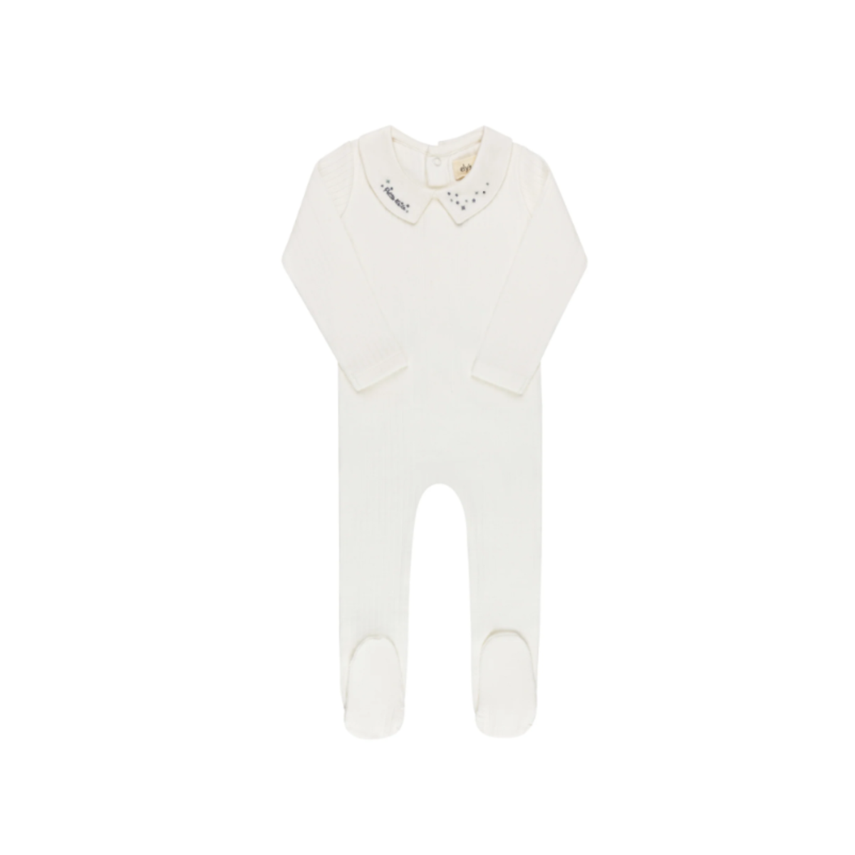 Floral Star Embroidered Collar Collection - Ivory Blue - Footie