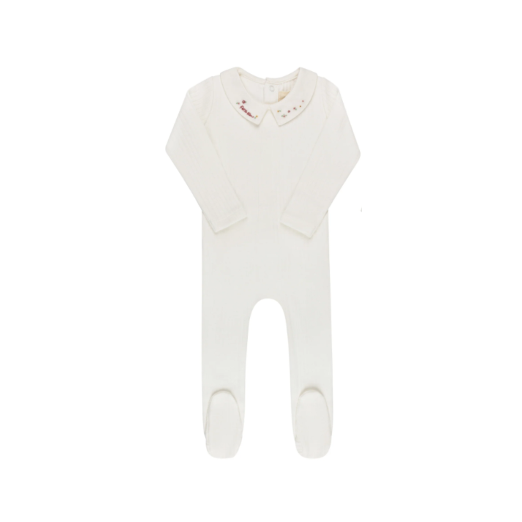 Floral Star Embroidered Collar Collection - Ivory Pink - Footie