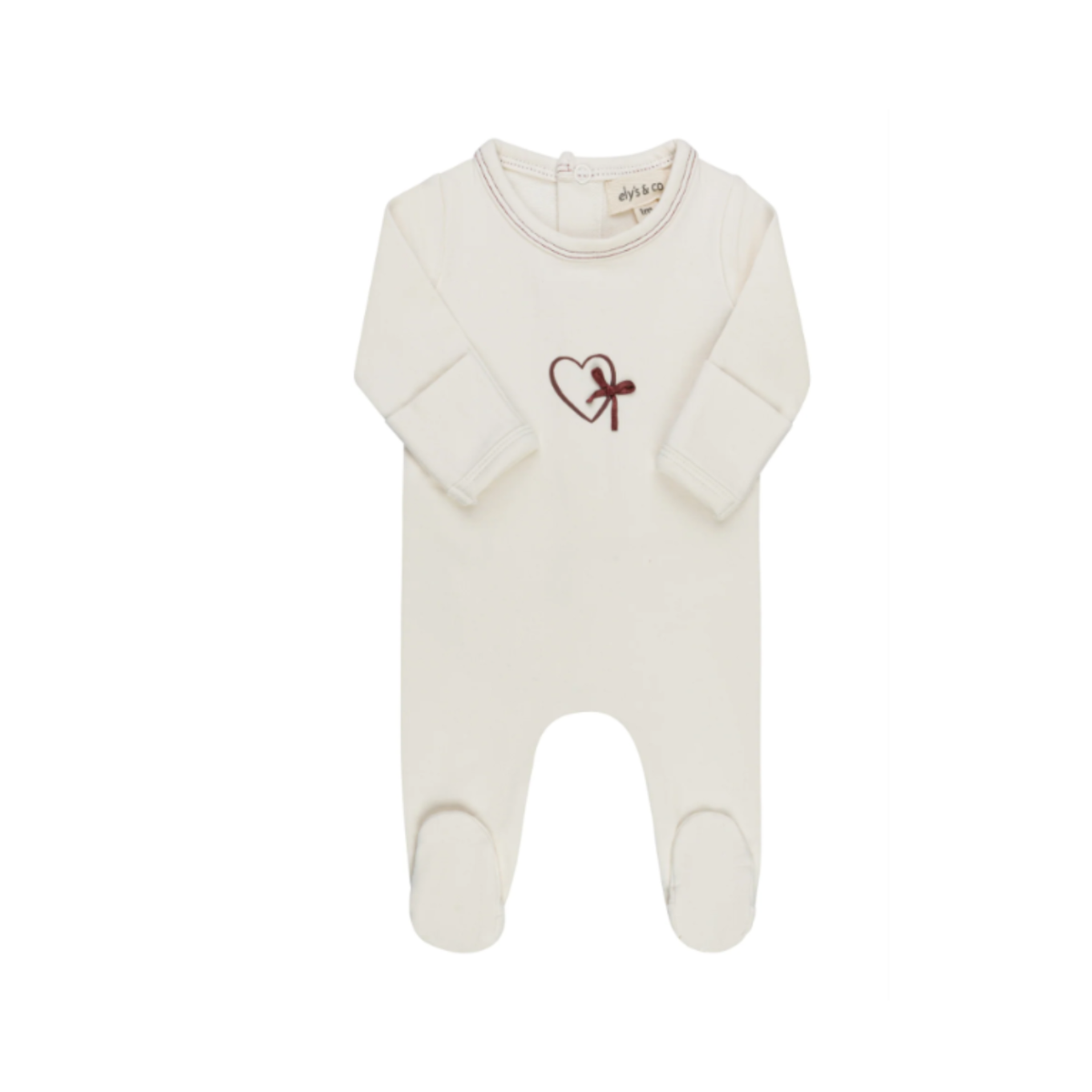 Heart & Star Collection Ivory/Burgundy Footie - Girls