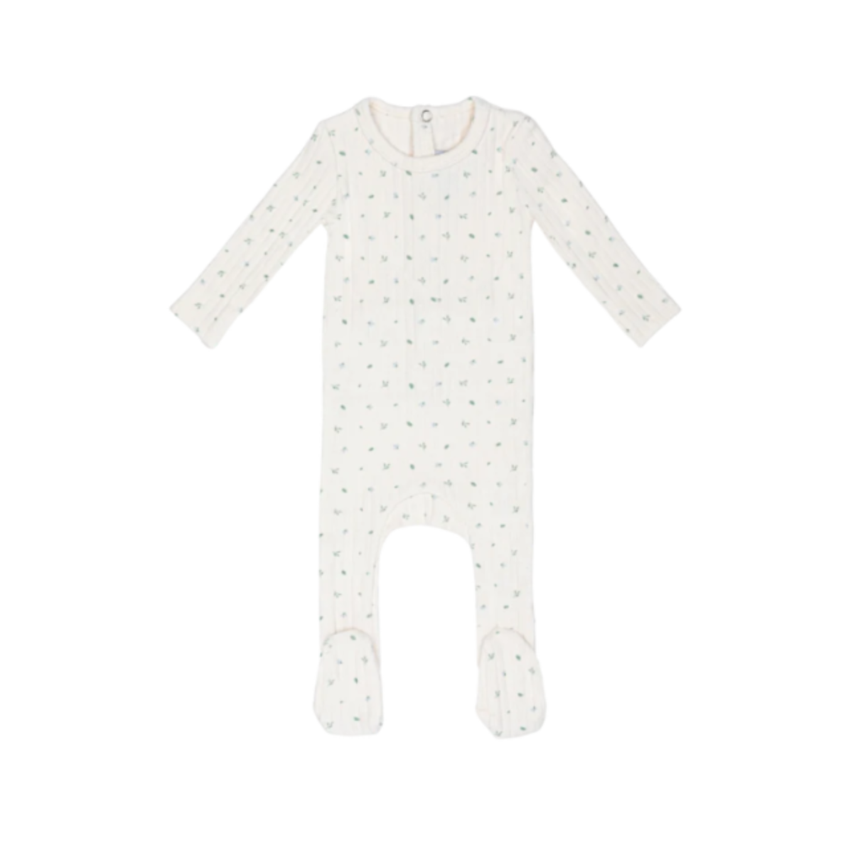 Ivory Petal Pointelle Floral Footie - Boys