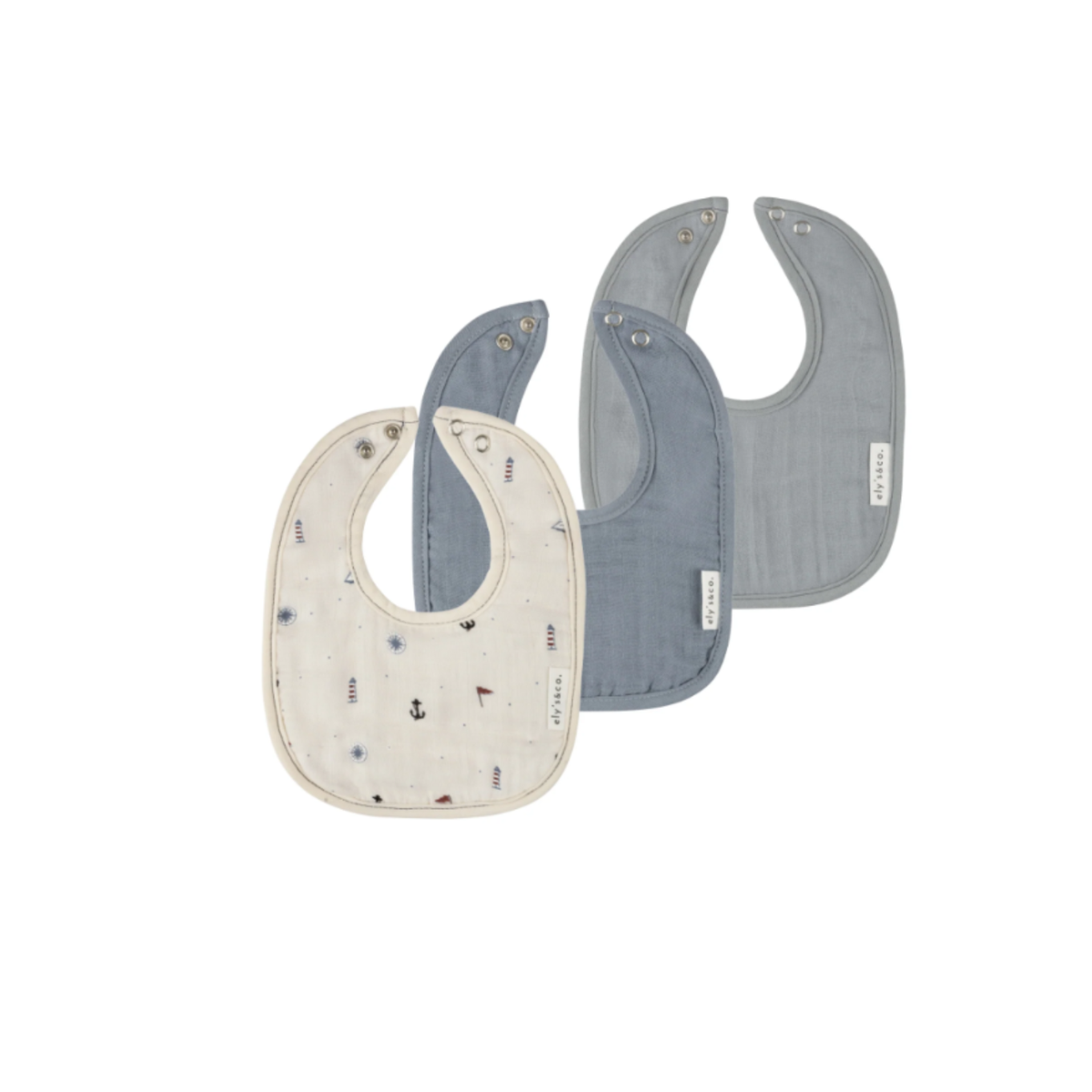 Muslin/Terry Bibs - Blue Nautical/Solid