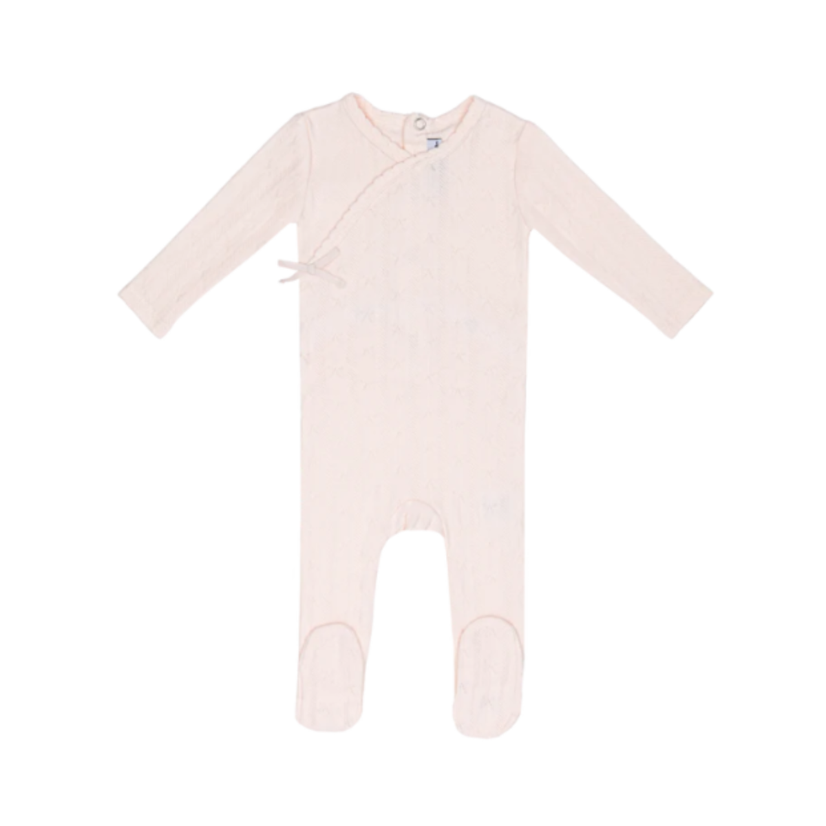 Pink Butterfly Wrapover Pointelle Footie - Girls