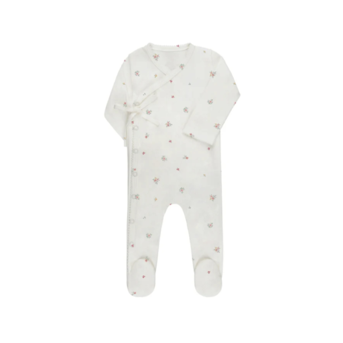 Printed Floral Star Collection Ivory Floral Footie - Girls