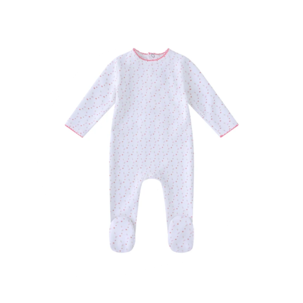 White Bright Floral Print Footie - Girls